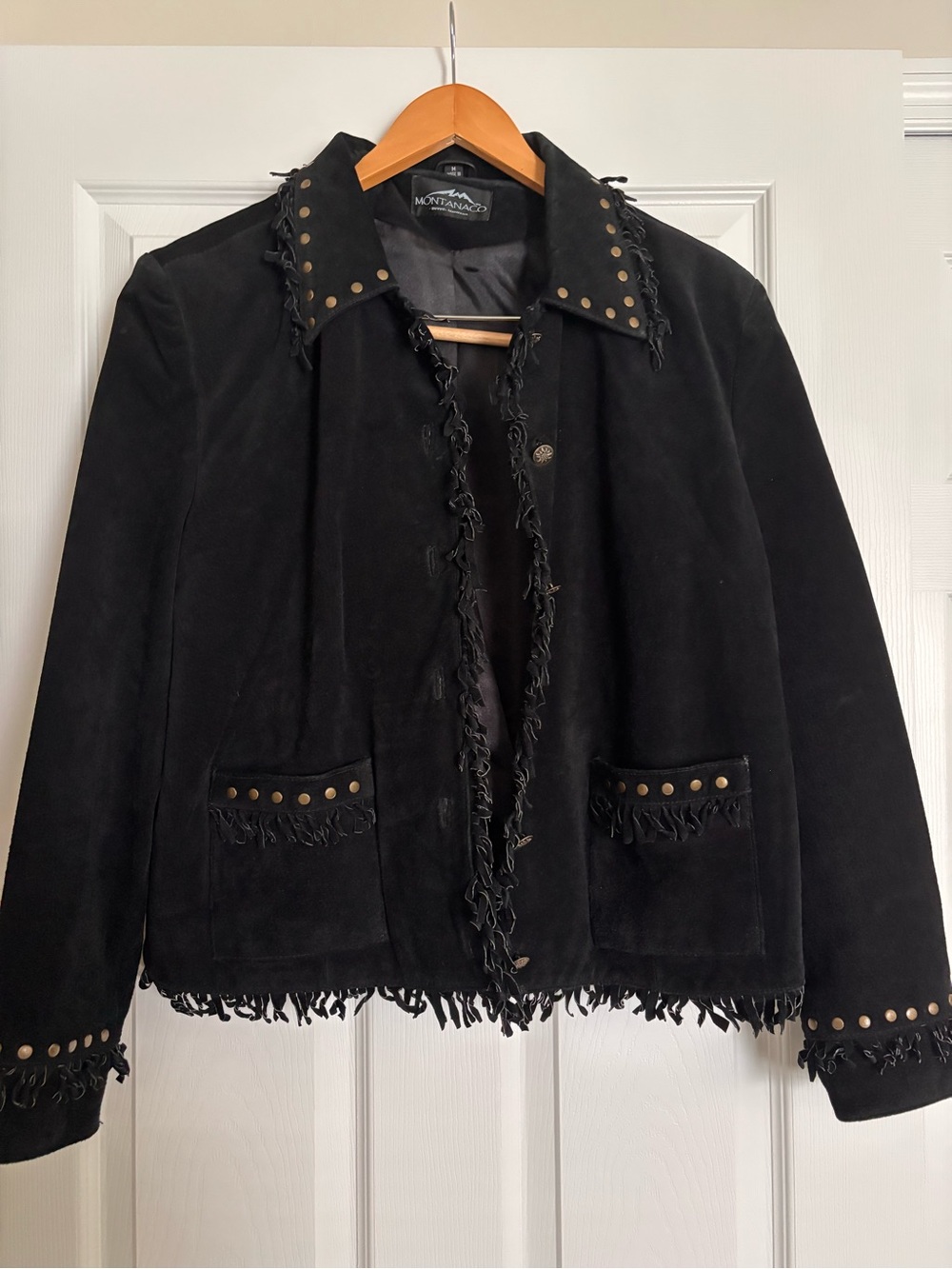 Montanaco Black Suede Fringe Stud Jacket